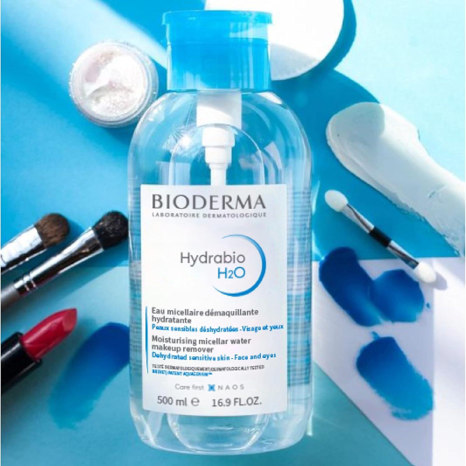 imageBioderma Hydrabio H2O Micellar Water Face Cleanser and Makeup Remover Micellar Cleansing Water for Dehydrated Sensitive Skin167 Fl Oz Pack of 1
