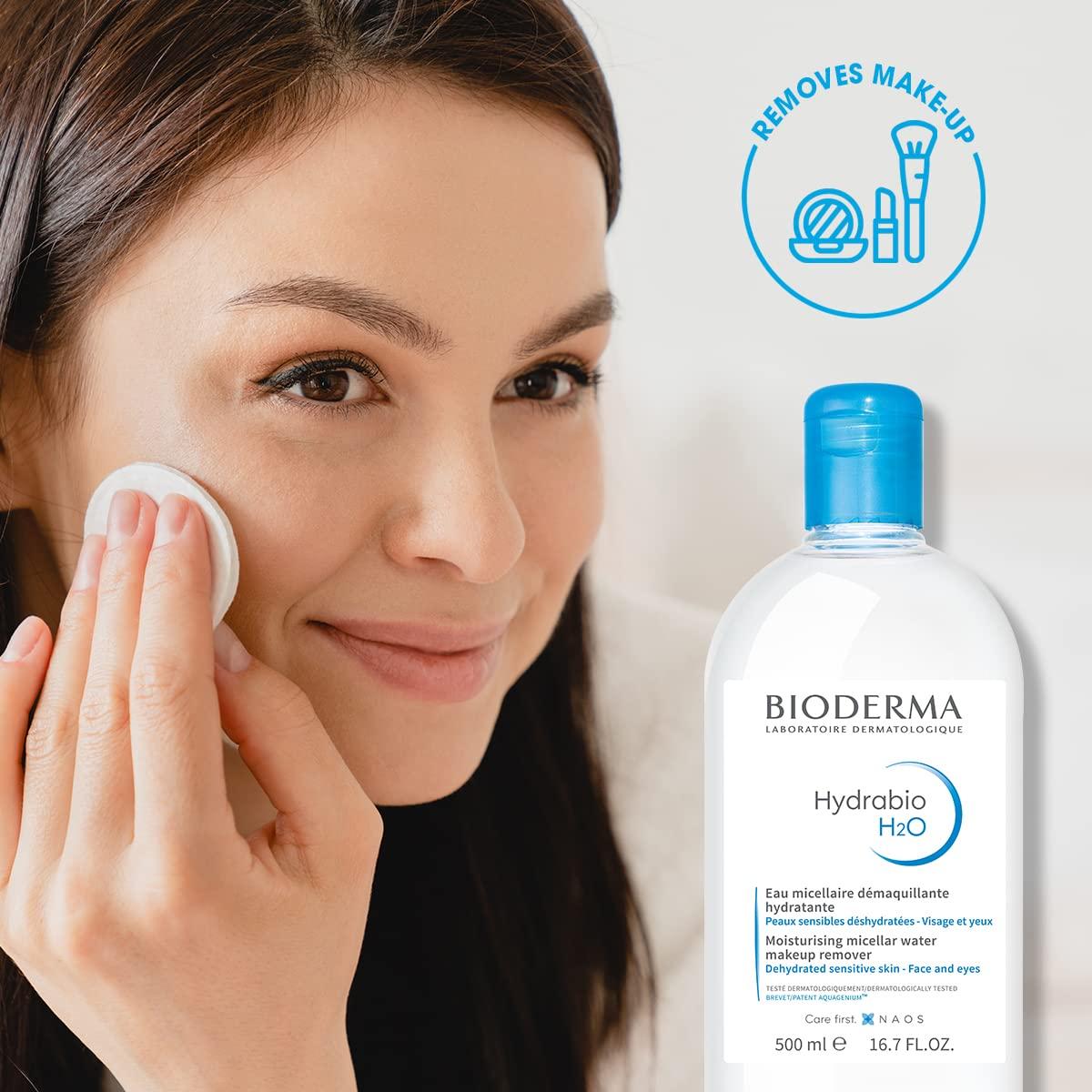 imageBioderma Hydrabio H2O Micellar Water Face Cleanser and Makeup Remover Micellar Cleansing Water for Dehydrated Sensitive Skin167 Fl Oz Pack of 1