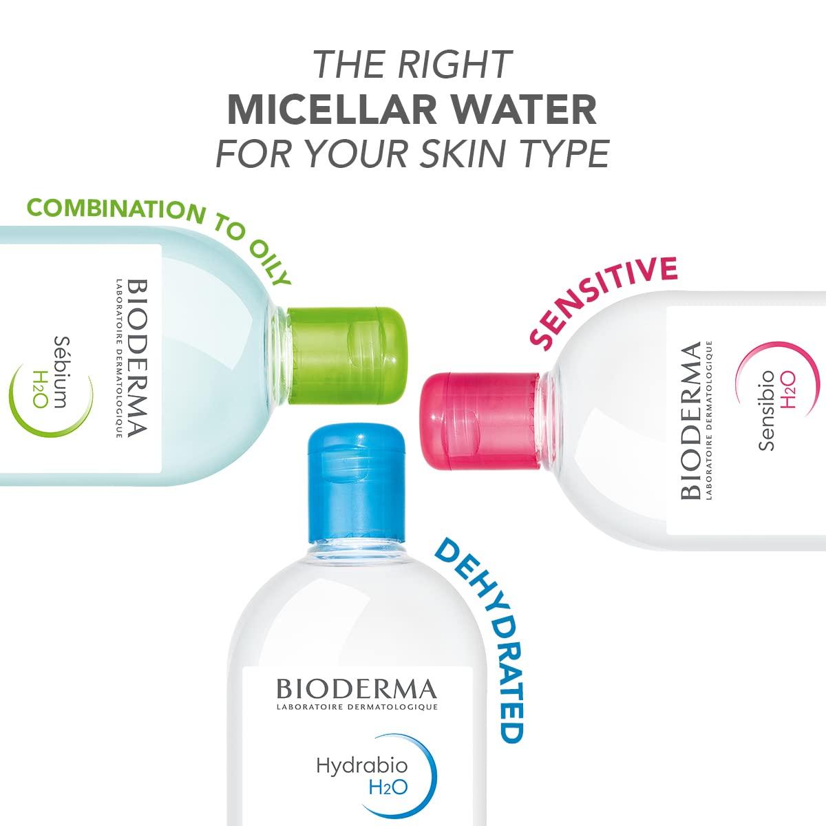 imageBioderma Hydrabio H2O Micellar Water Face Cleanser and Makeup Remover Micellar Cleansing Water for Dehydrated Sensitive Skin167 Fl Oz Pack of 1