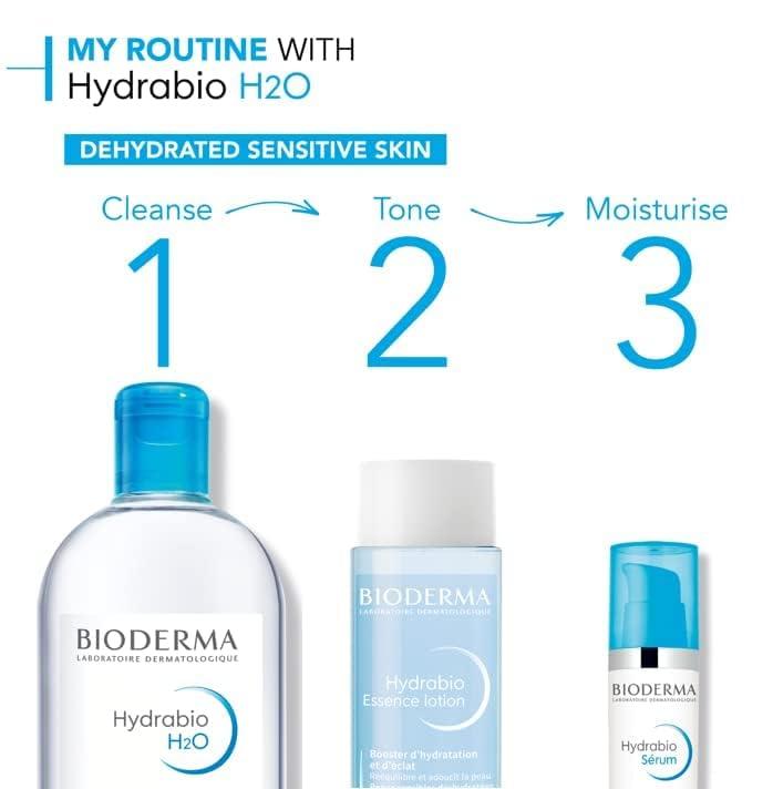 imageBioderma Hydrabio H2O Micellar Water Face Cleanser and Makeup Remover Micellar Cleansing Water for Dehydrated Sensitive Skin1691 Fl Oz Pack of 1
