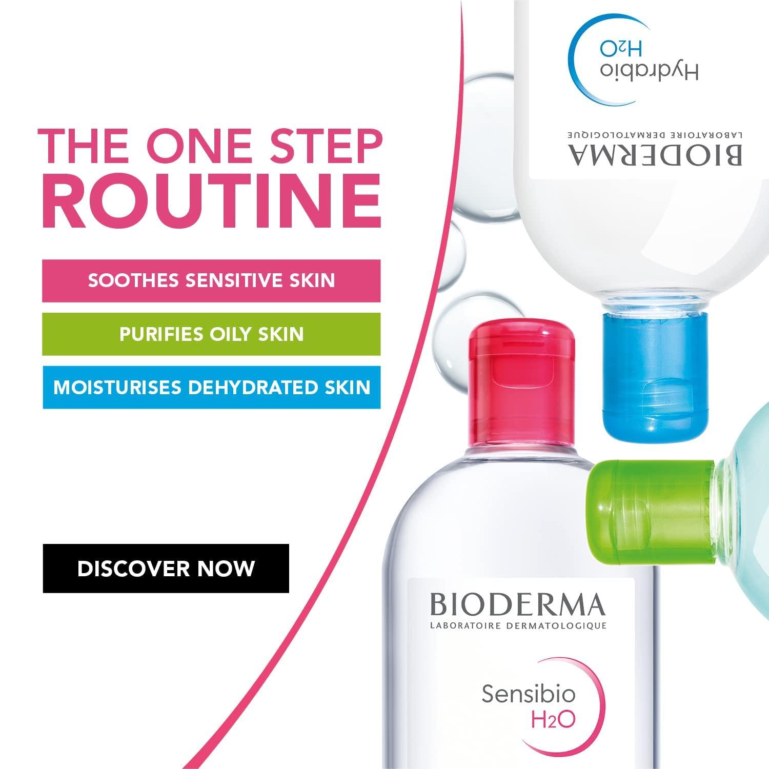 imageBioderma Hydrabio H2O Micellar Water Face Cleanser and Makeup Remover Micellar Cleansing Water for Dehydrated Sensitive Skin1691 Fl Oz Pack of 1