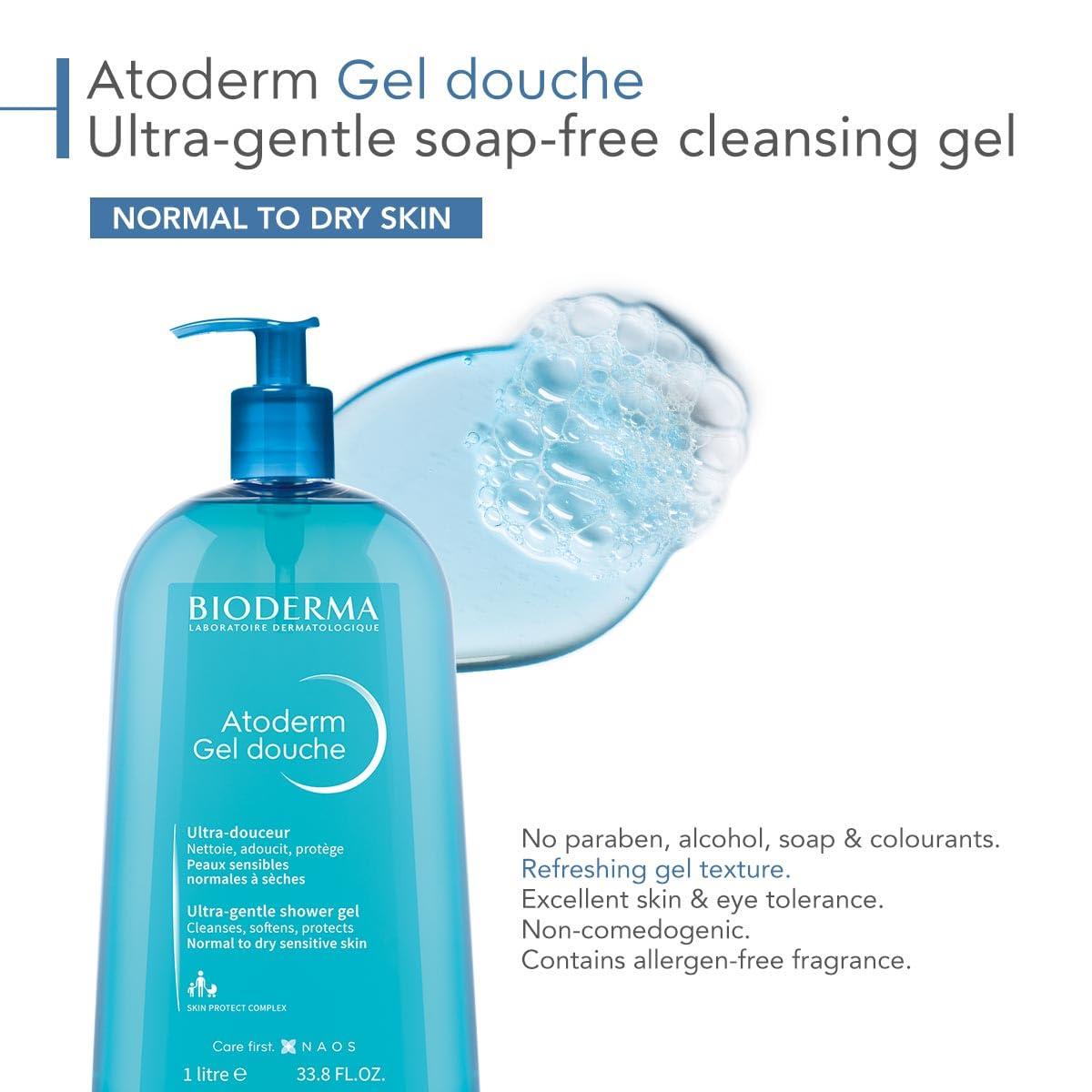 imageBioderma Atoderm Hydrating Shower Gel Moisturizing Face and Body Cleanser Body Wash for Normal to Dry Sensitive Skin338 Fl Oz Pack of 2