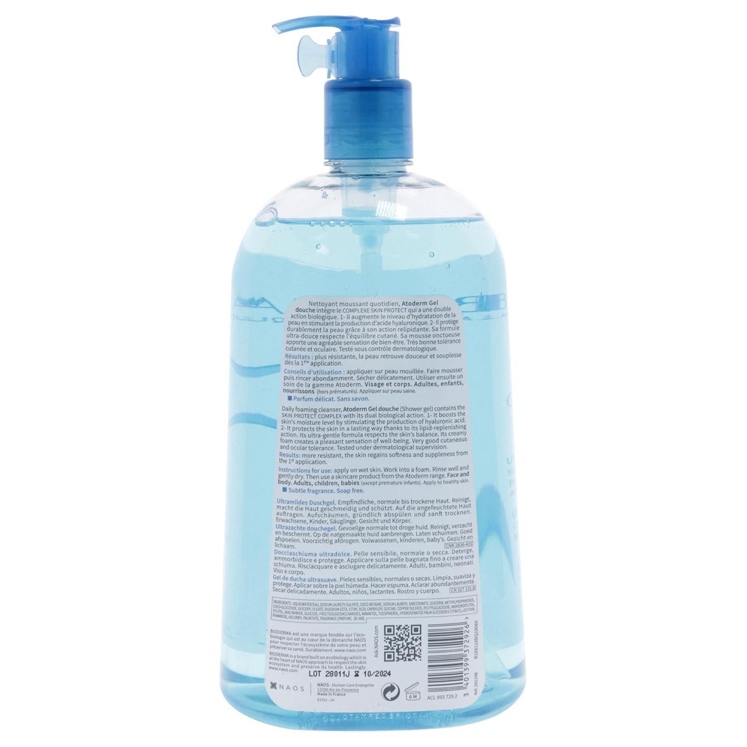imageBioderma Atoderm Hydrating Shower Gel Moisturizing Face and Body Cleanser Body Wash for Normal to Dry Sensitive Skin338 Fl Oz Pack of 2