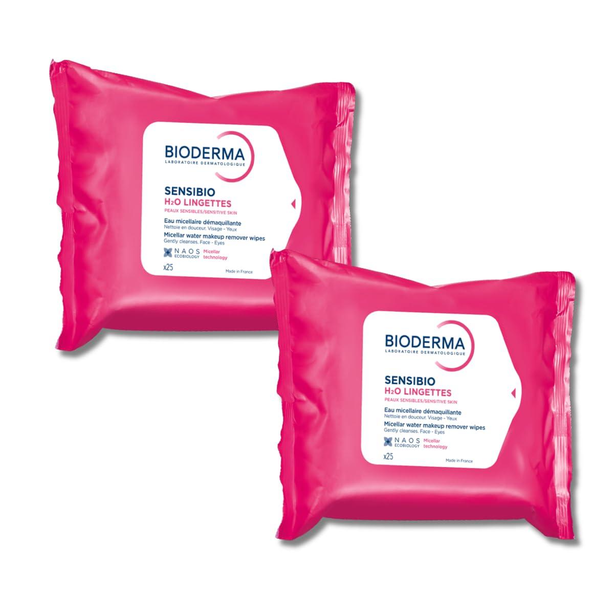 imageBioderma Sensibio H2O Wipes Cleansing and Makeup Removing Skin Soothing for Sensitive Skin 25 WipesUnscented