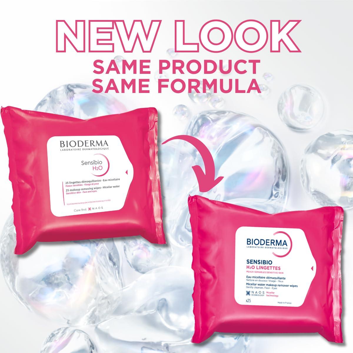 imageBioderma Sensibio H2O Wipes Cleansing and Makeup Removing Skin Soothing for Sensitive Skin 25 WipesUnscented