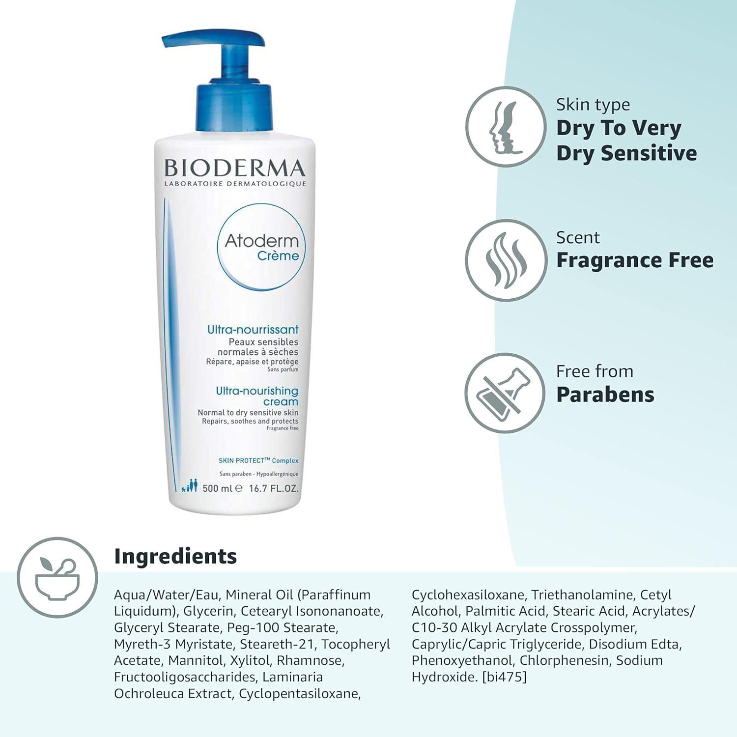 imageBioderma Atoderm Cream Hydrating Body Lotion Body Moisturizer for Normal for Dry Sensitive Skin167 Fl Oz Pack of 1